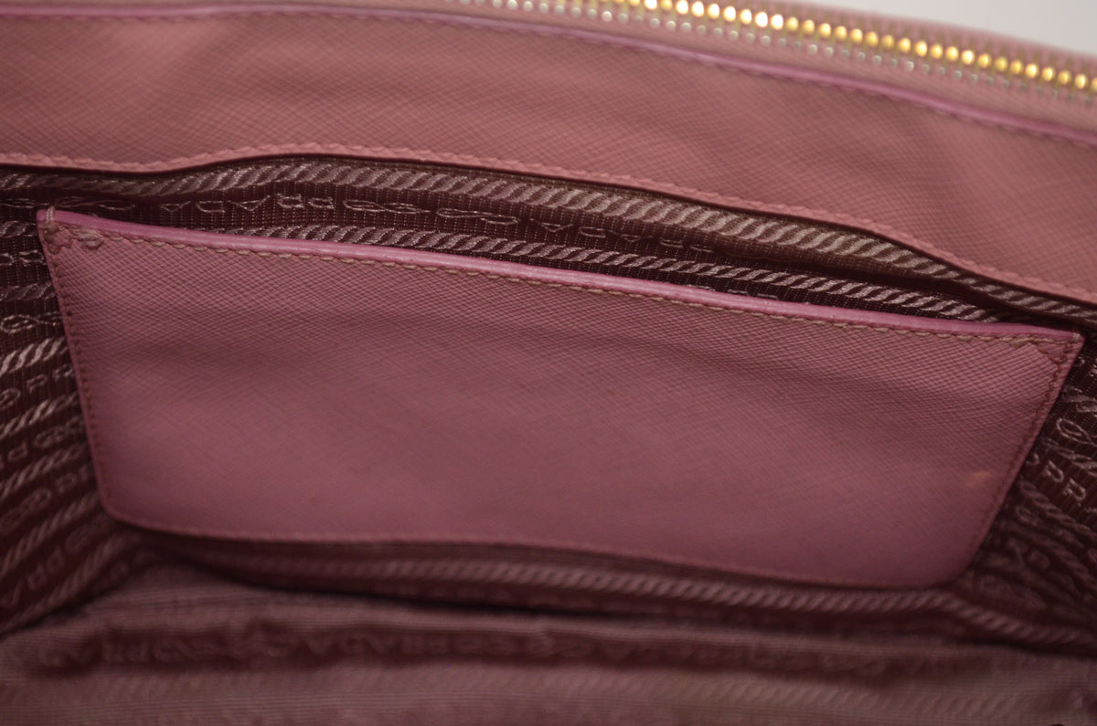 Prada Galleria Saffiano Lux Double Zip Tote Rosa