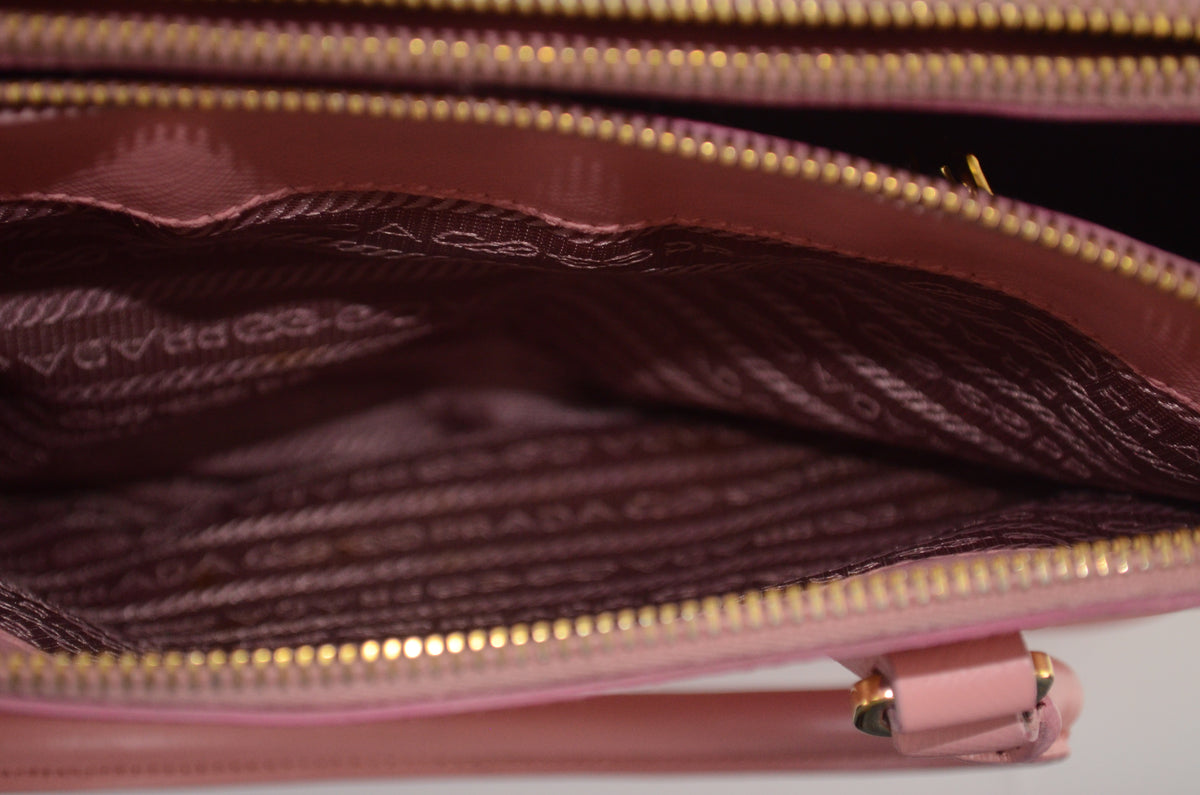 Prada Galleria Saffiano Lux Double Zip Tote Rosa