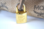MCM Visetos Vintage Boston Satchel Beige