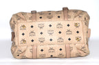 MCM Visetos Vintage Boston Satchel Beige