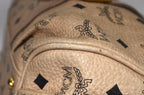 MCM Visetos Vintage Boston Satchel Beige