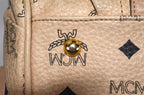 MCM Visetos Vintage Boston Satchel Beige