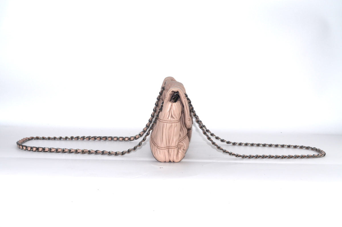 Prada Nappa Gaufre Small Chain Flap Bag Beige