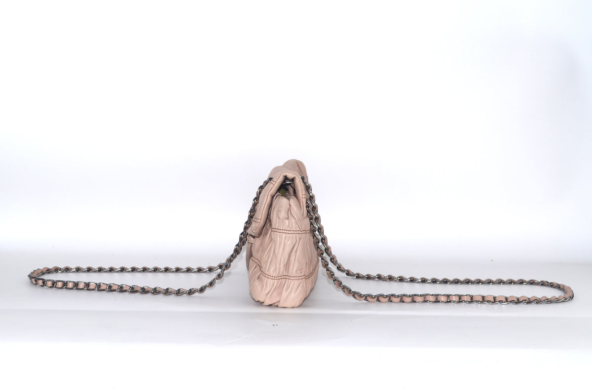 Prada Nappa Gaufre Small Chain Flap Bag Beige
