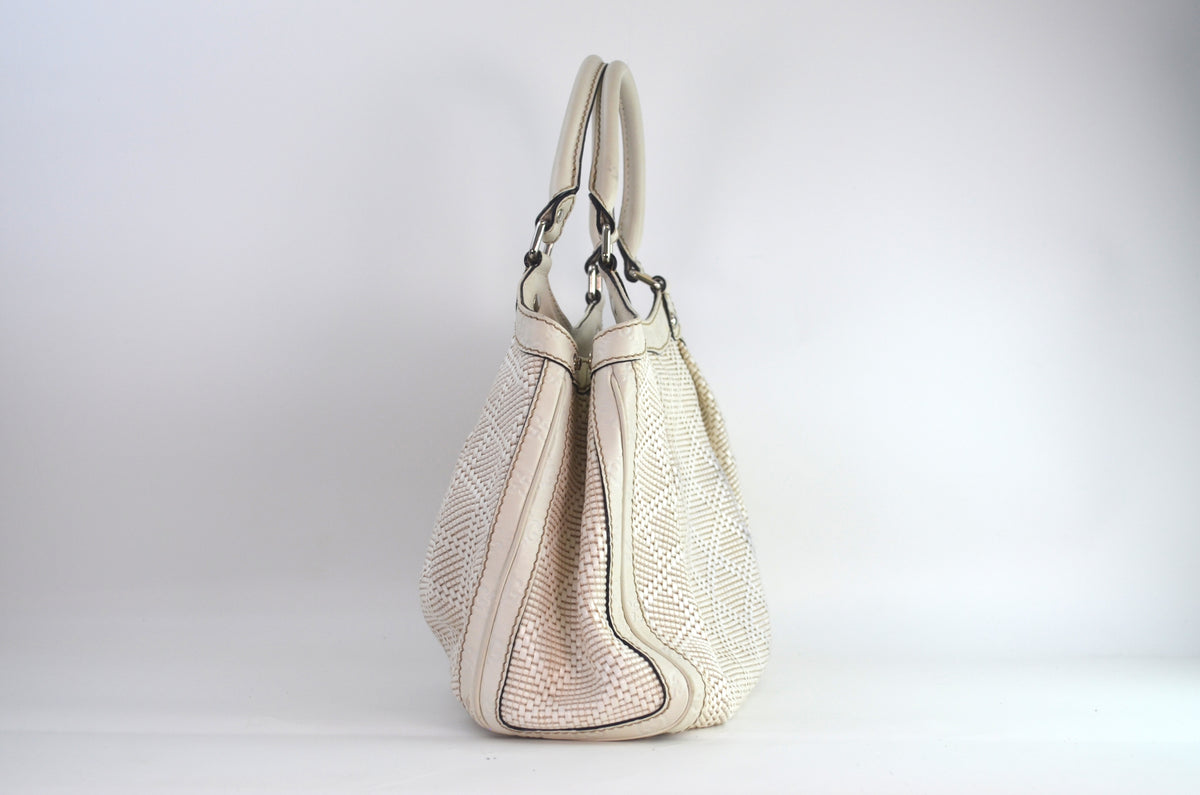 Gucci Sukey Tote Woven Raffia Creme