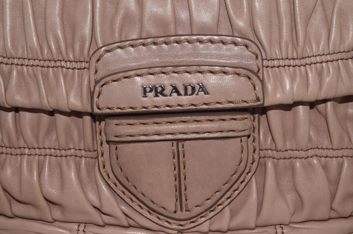 Prada Nappa Gaufre Small Chain Flap Bag Beige