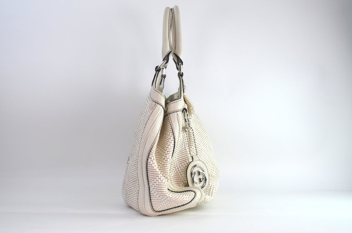 Gucci Sukey Tote Woven Raffia Creme