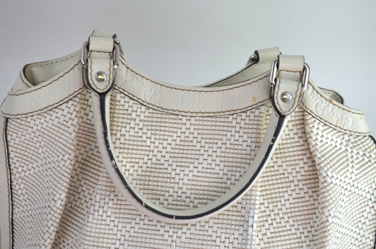 Gucci Sukey Tote Woven Raffia Creme