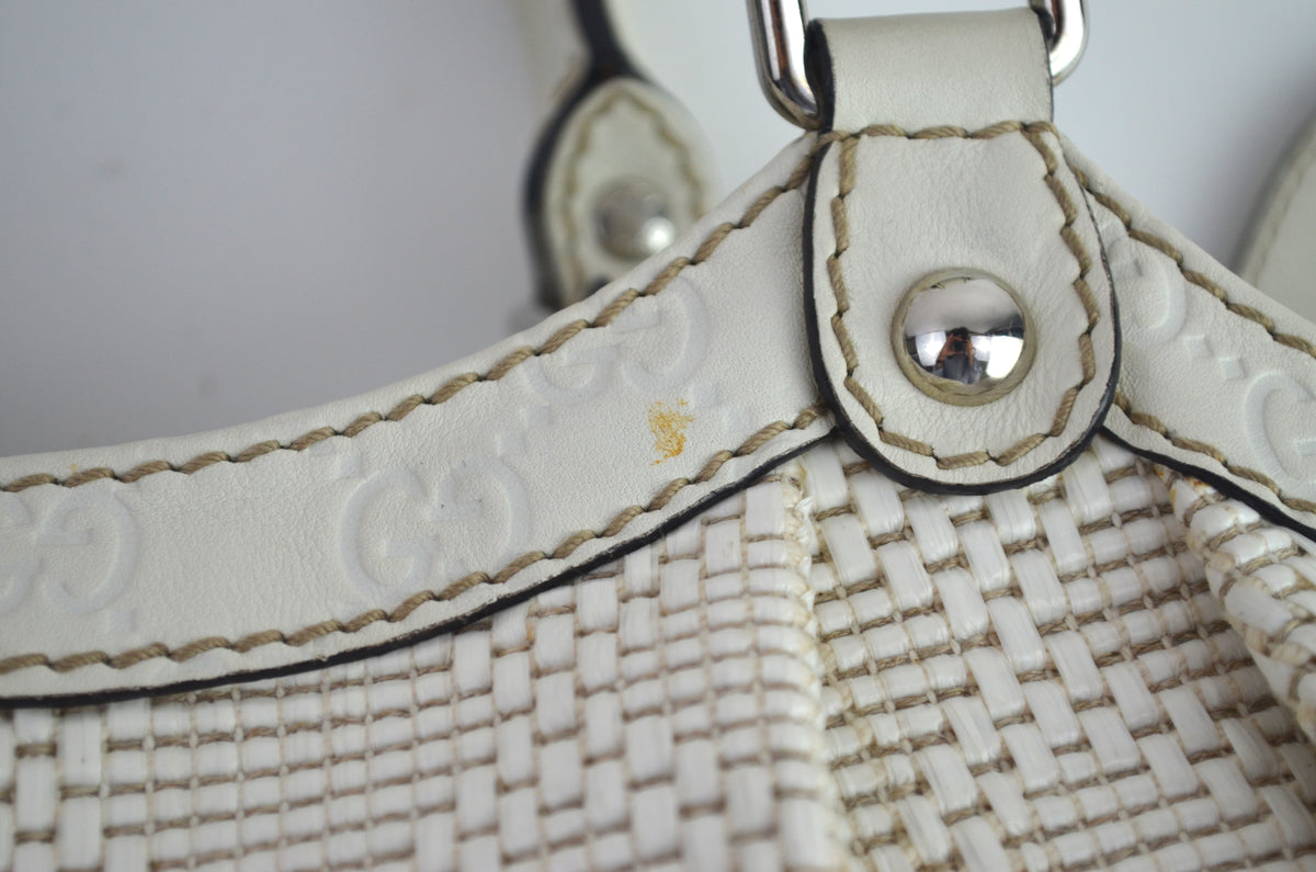 Gucci Sukey Tote Woven Raffia Creme