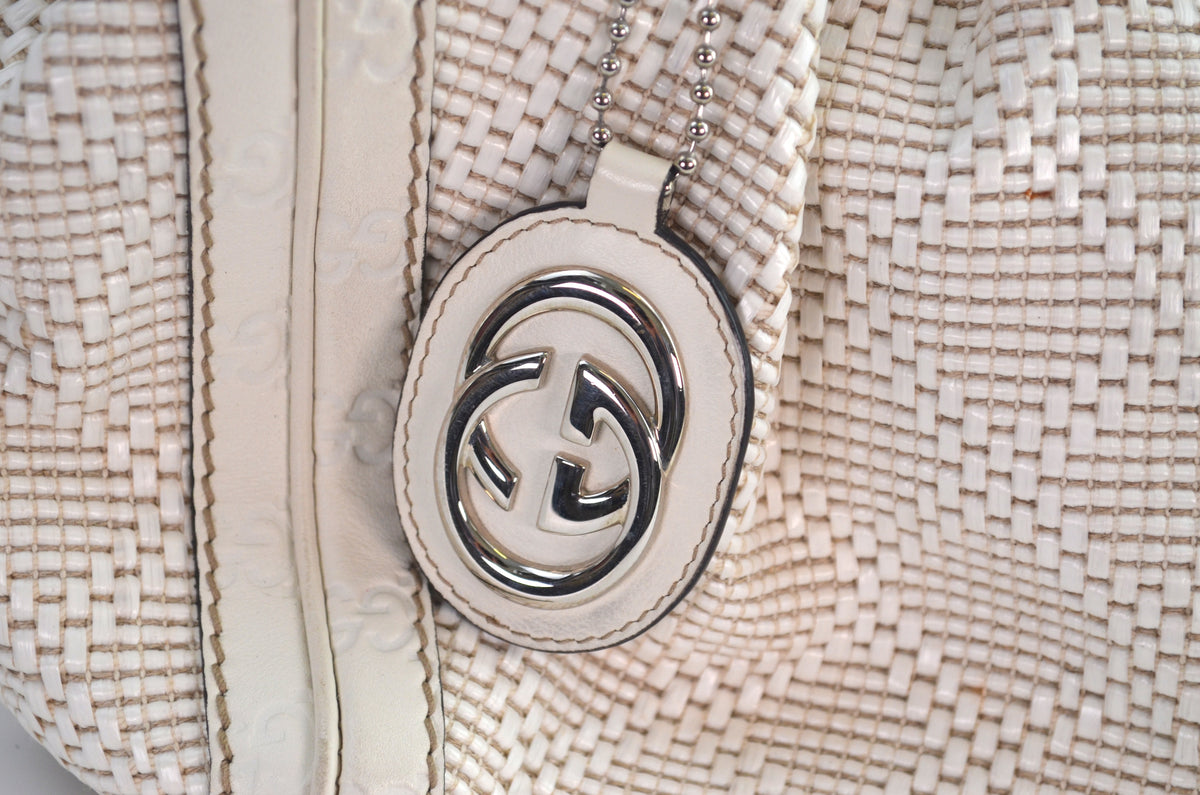 Gucci Sukey Tote Woven Raffia Creme