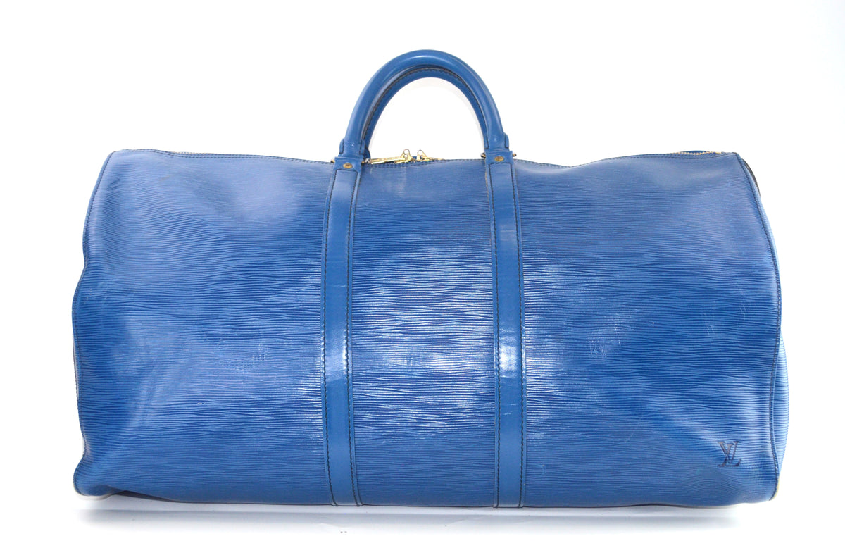 Louis Vuitton Keepall Reisetasche Epi Leder Blau Vintage