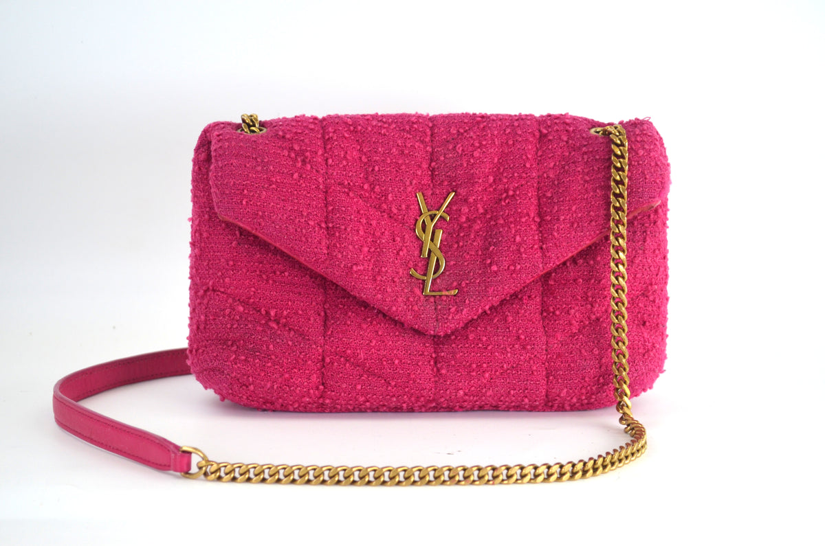 Saint Laurent Toy Loulou Puffer Bouclé Tweed Pink