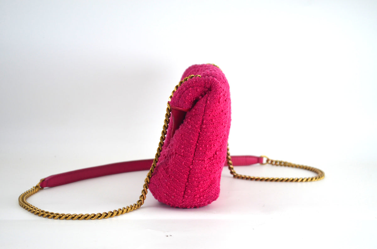 Saint Laurent Toy Loulou Puffer Bouclé Tweed Pink