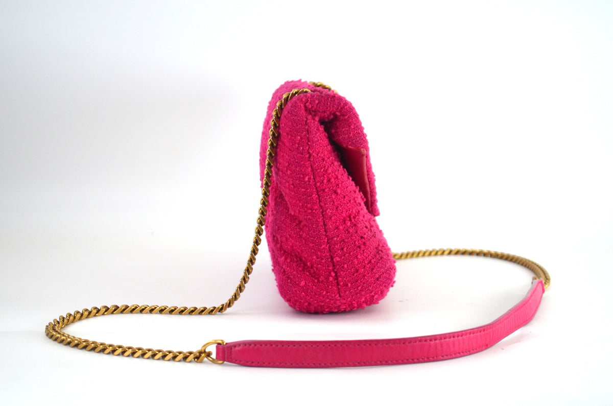 Saint Laurent Toy Loulou Puffer Bouclé Tweed Pink