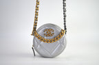 Chanel 19 Round Clutch with Chain Metallic Silber