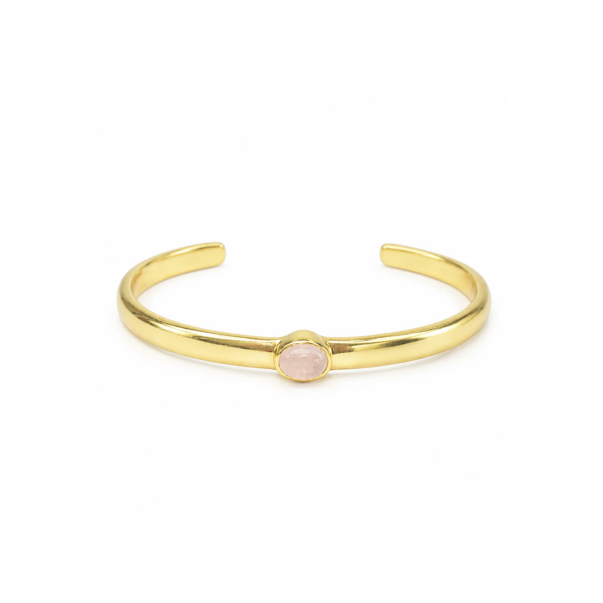 Goldfarbener Armreif mit Rosenquarz