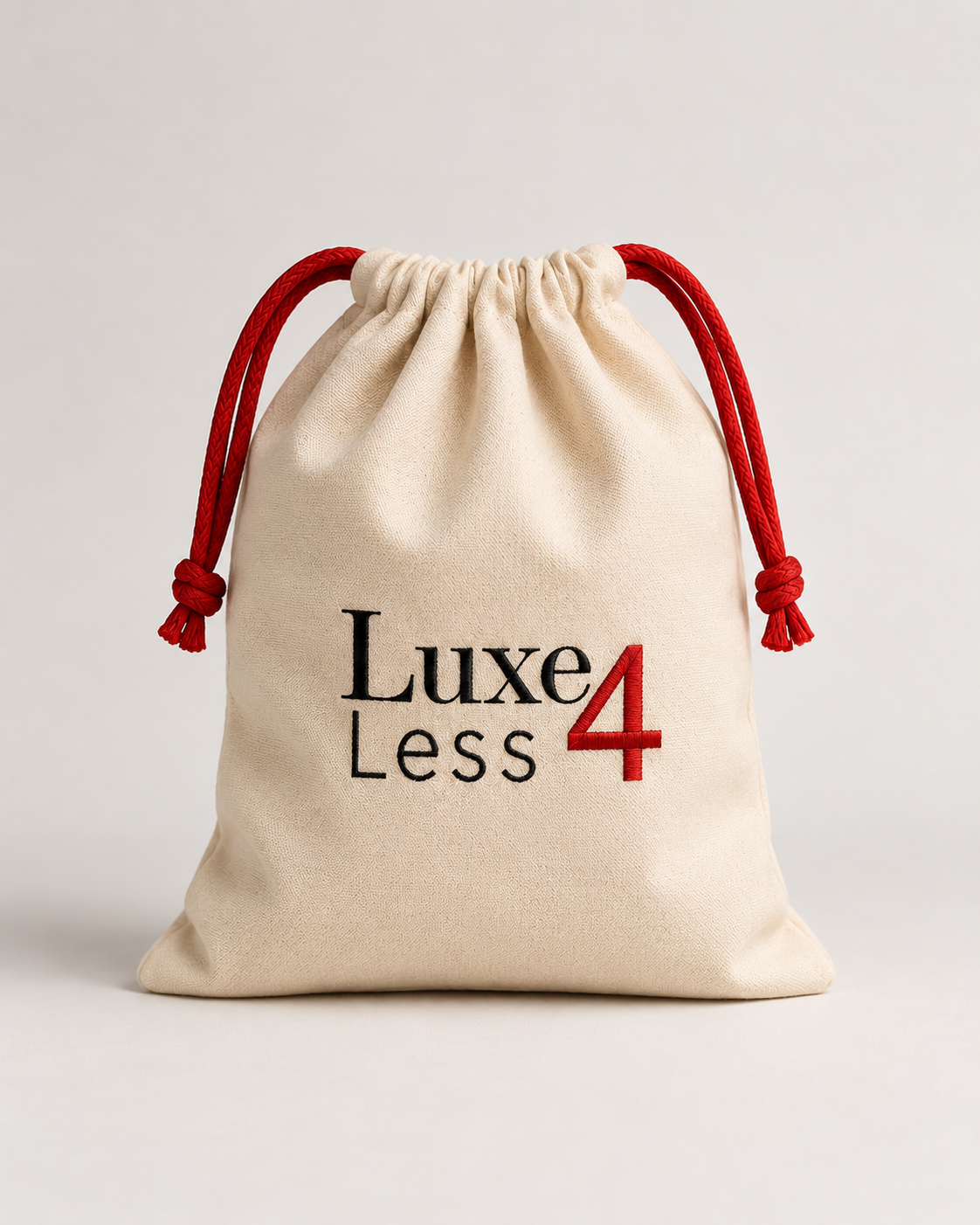 Luxe4Less Dustbag Baumwolle Creme mit roter Kordel L