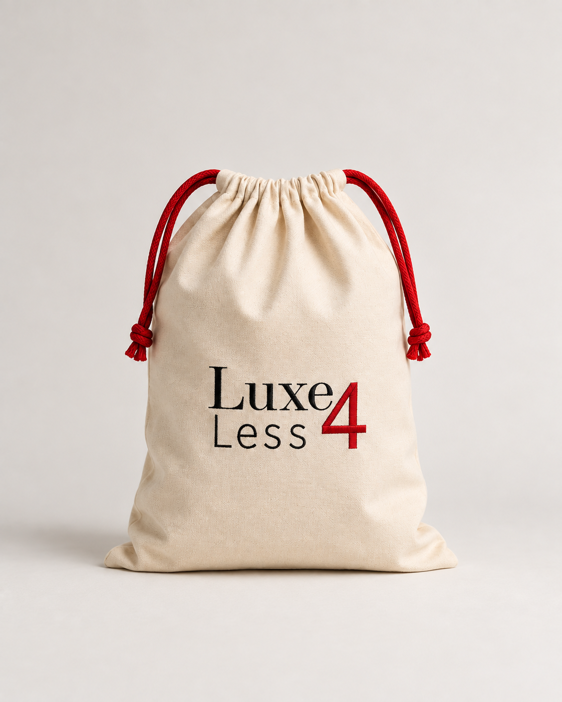 Luxe4Less Dustbag Baumwolle Creme mit roter Kordel M