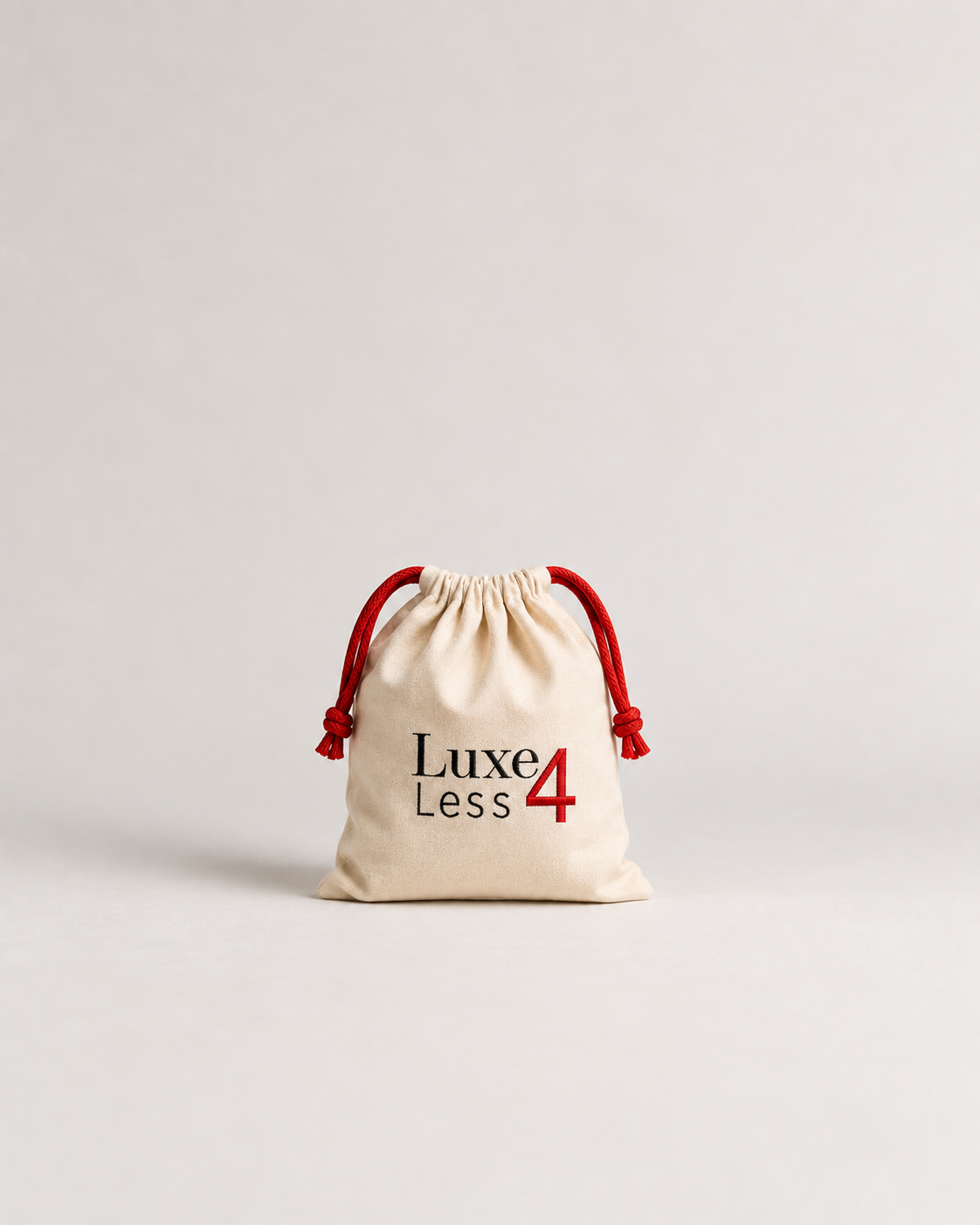Luxe4Less Dustbag Baumwolle Creme mit roter Kordel XS