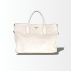 Prada Vitello Daino Tote Bag Weiß