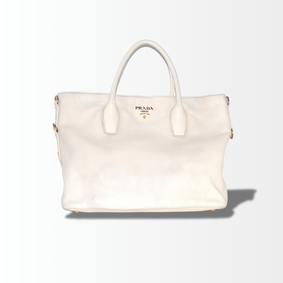 Prada Vitello Daino Tote Bag Weiß