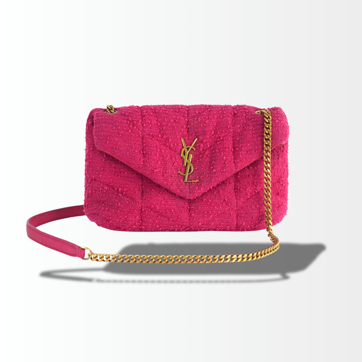 Saint Laurent Toy Loulou Puffer Bouclé Tweed Pink