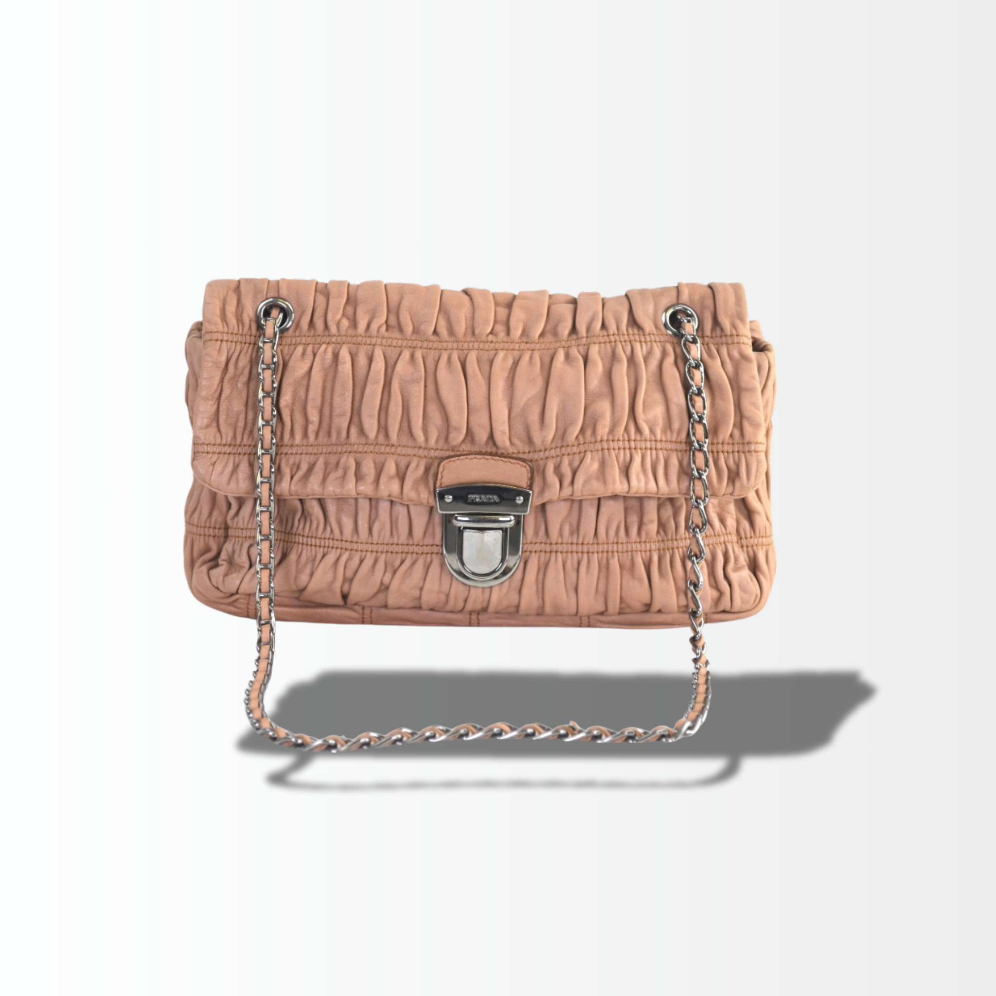 Prada Nappa Gaufre Chain Schultertasche Leder Rosa