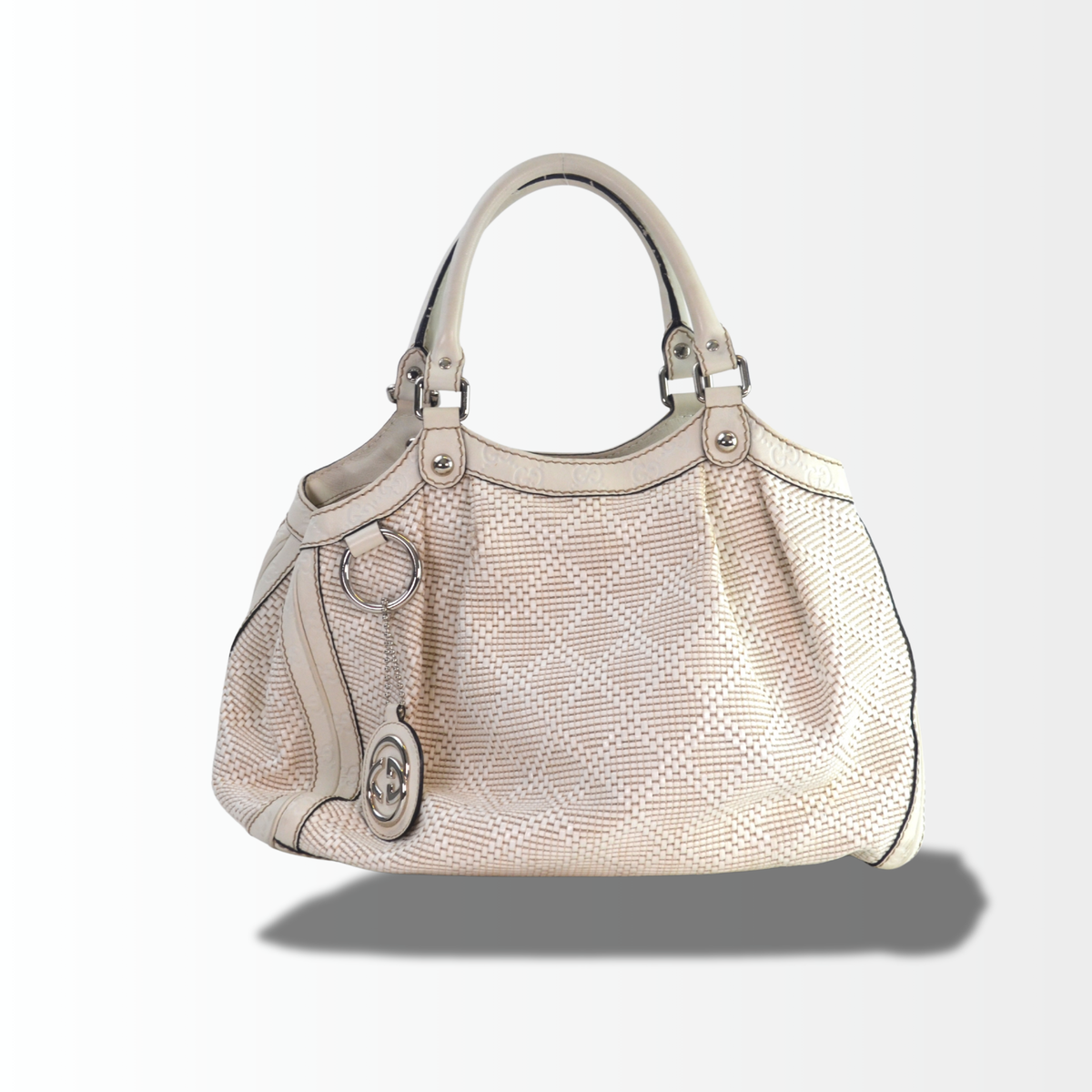 Gucci Sukey Tote Woven Raffia Creme