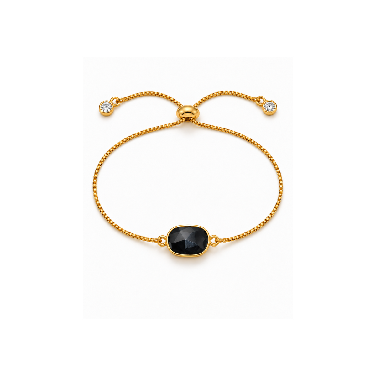 Smoky Quartz Armband aus vergoldetem Messing mit Schiebeverschluss