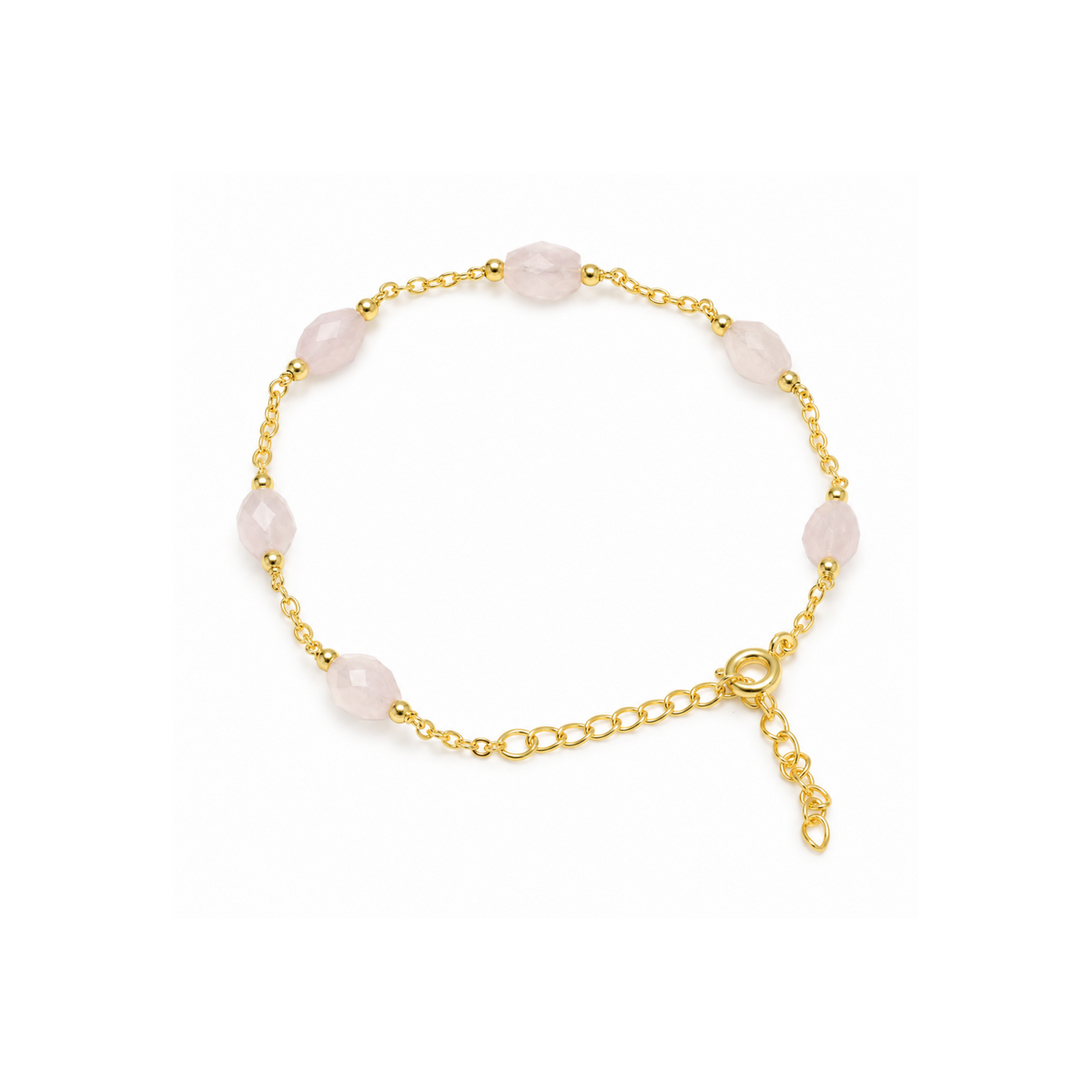 Vergoldetes Armband mit Rosenquarz facettierten Steinen
