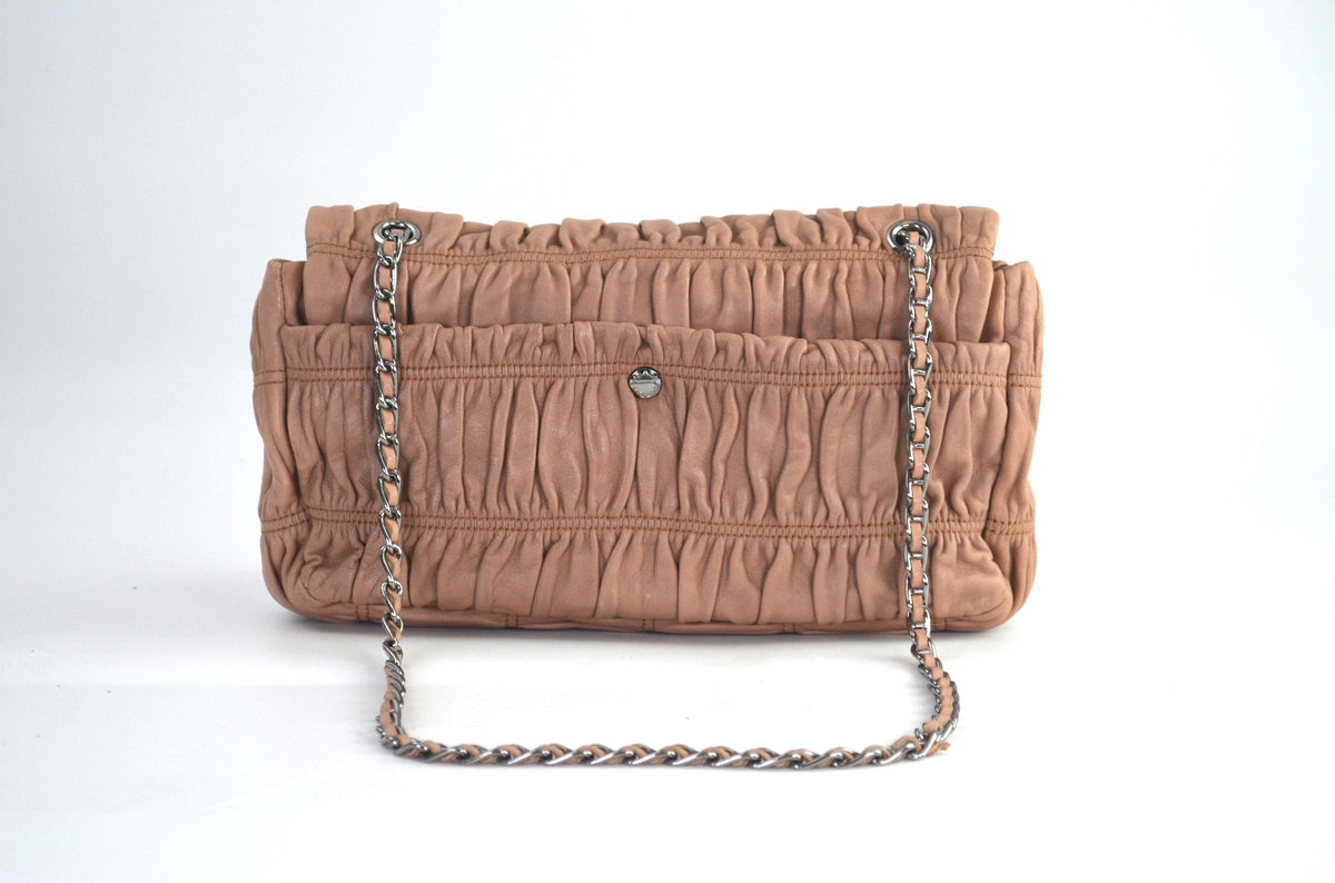 Prada Nappa Gaufre Chain Schultertasche Leder Rosa