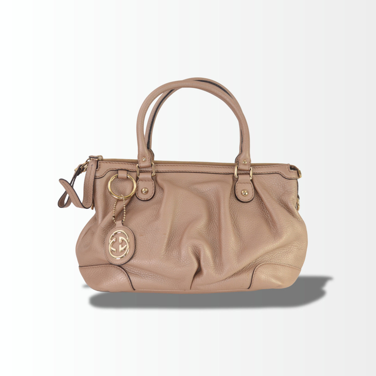 Gucci Sukey Medium Tote aus Leder in Rose Beige – Vorderansicht