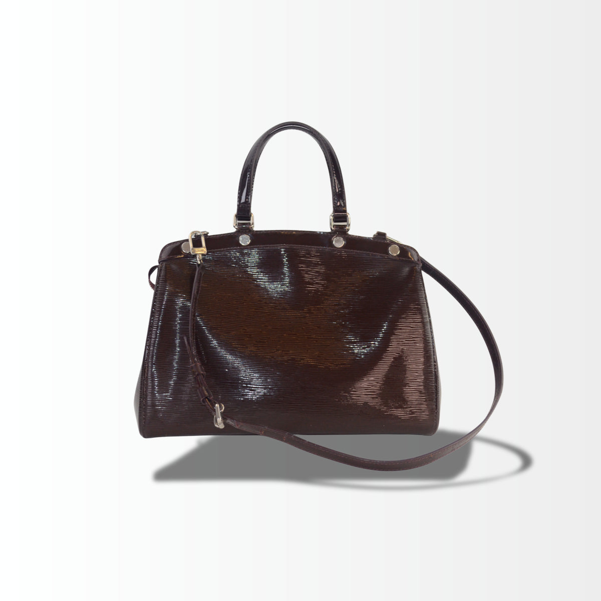 Louis Vuitton Brea MM Epi Electric Prune – Vorderansicht mit Schulterriemen