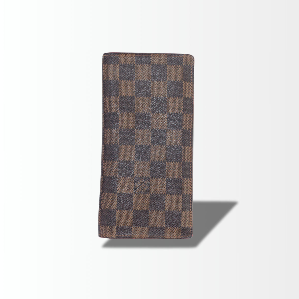 Louis Vuitton Damier Ebene Langbörse in Braun – Detailansicht der Ecke und Kanten