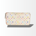 Louis Vuitton Zippy Wallet aus Monogram Multicolore Canvas in Blanc mit buntem Monogram-Muster in Vorderansicht.