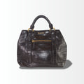Miu Miu Tote aus dunkelbraunem Leder mit Krokodilprägung und goldfarbenen Details