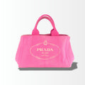 Prada Canapa Tote Pink Canvas mit zwei Tragegriffen und Prada Logo