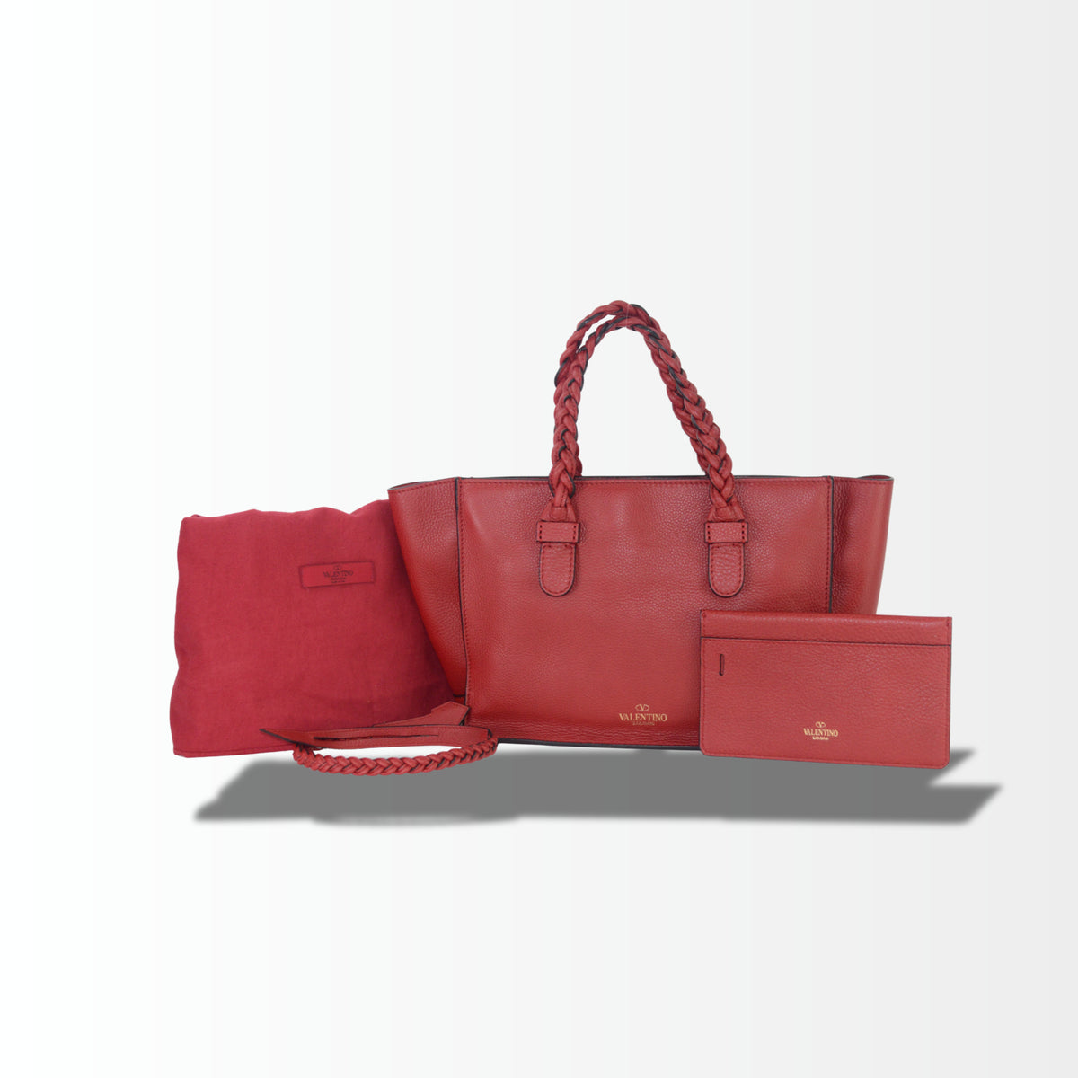 Valentino Garavani To Be Cool Tote aus rotem Leder mit Pouch und Staubbeutel