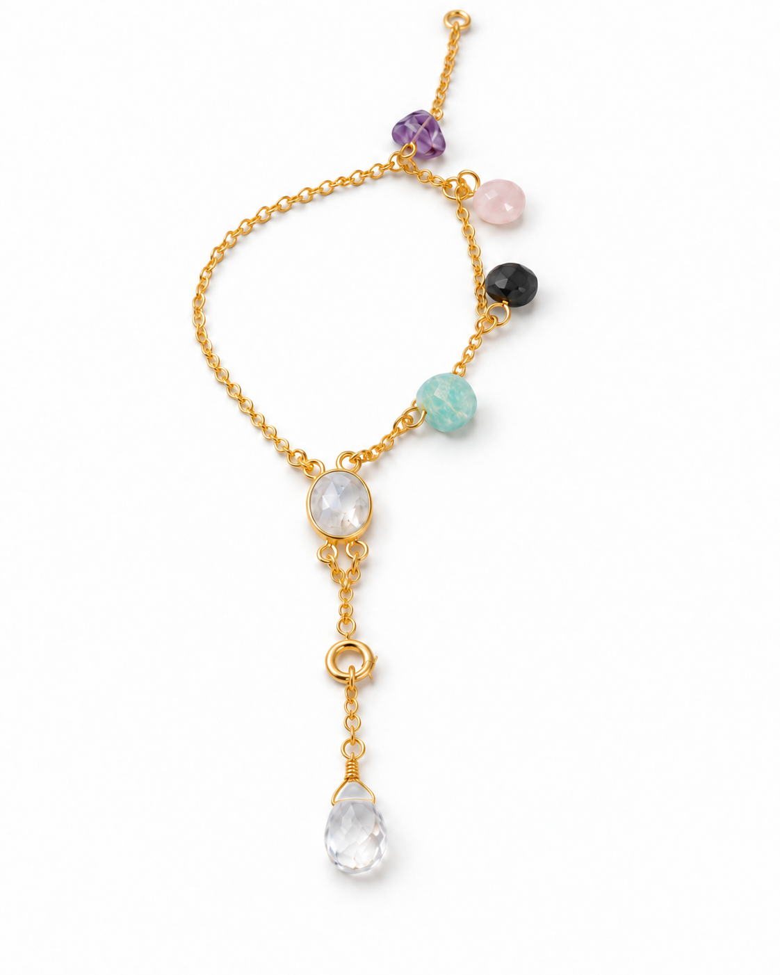 Vergoldetes Multicolor-Armband mit verschiedenen Edelsteinen