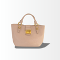 Miu Miu Madras Pushlock Tote aus beigem Leder mit goldfarbener Hardware