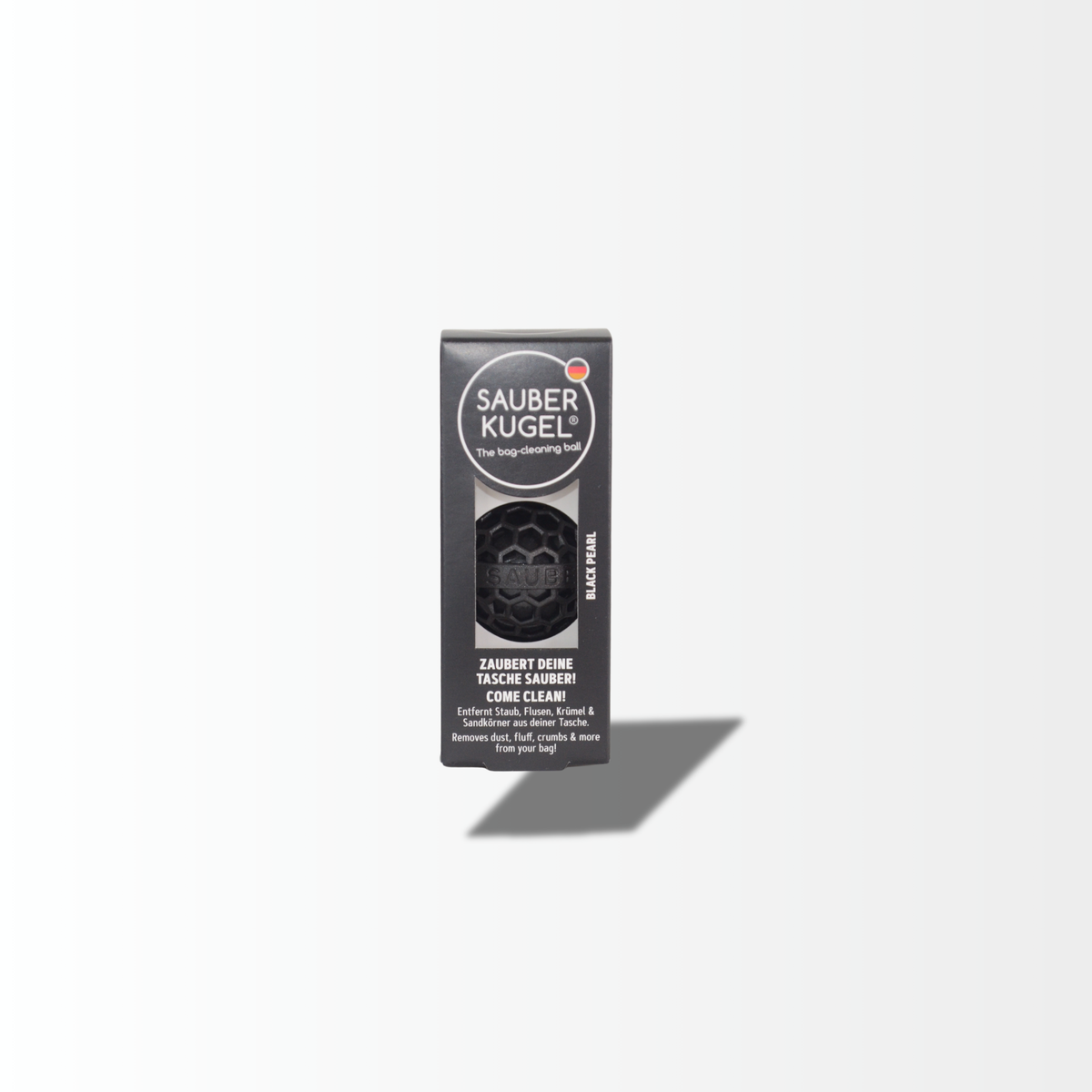 SAUBERKUGEL Black Pearl Taschenreiniger in Schwarz mit Originalverpackung, Vorderansicht